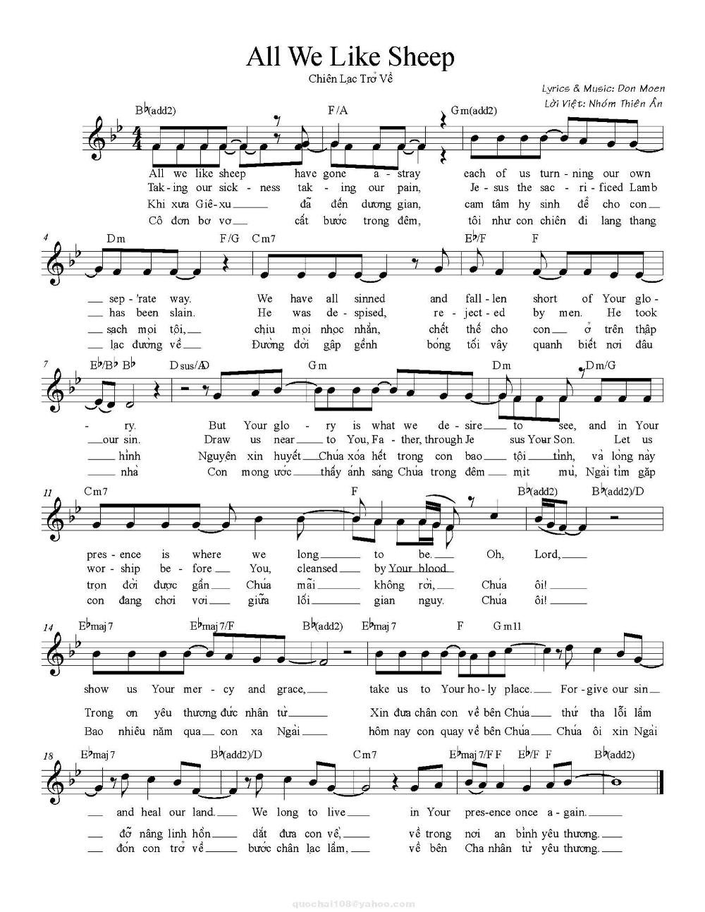 Sheet nhạc Chiên Lạc Trở Về